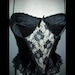 SALE Vintage 70's Sexy Black Lace/Pleated Satin Bra Bustier with Garter Straps by Nan Flower