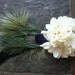 Coco: Bundle of white Delphium with a Peacock and Black Crow Feather. Free Worldwide Shipping