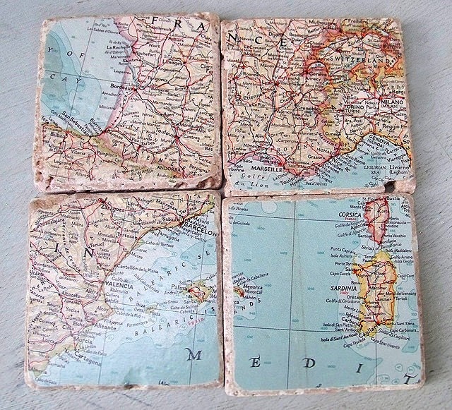 Vintage Map Coasters - Custom