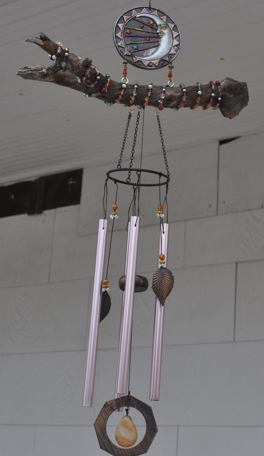 Ooak Scented Gemstone Celestial Sun and Moon Wind Chime