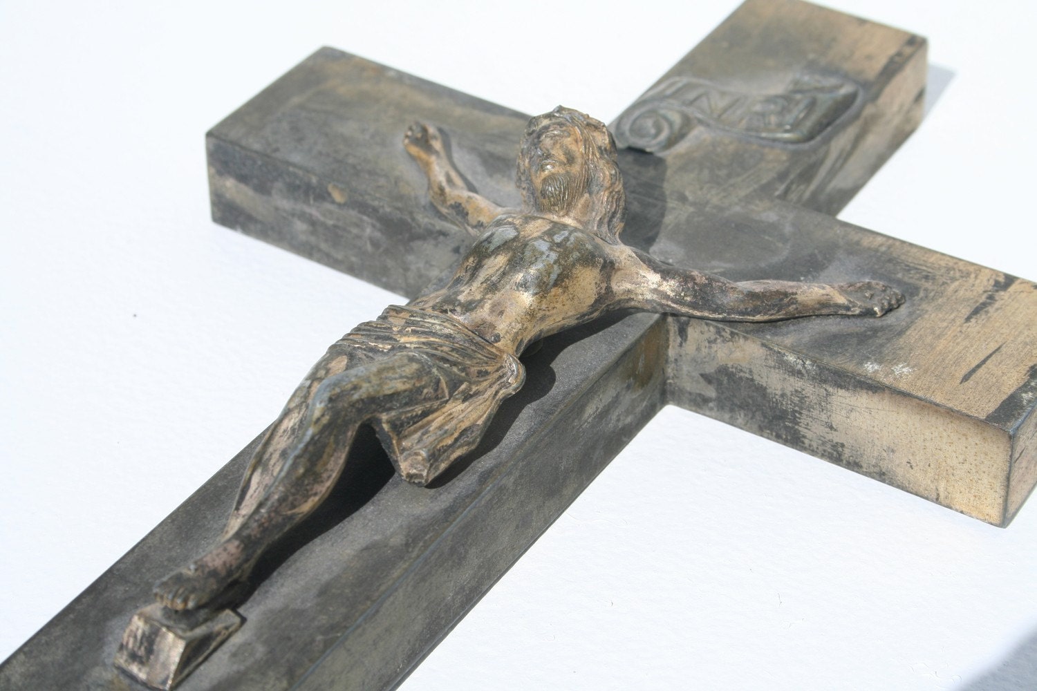 Beautiful Antique Metal Last Rites Crucifix