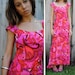 70s hot pink paisley flamenco style dress S