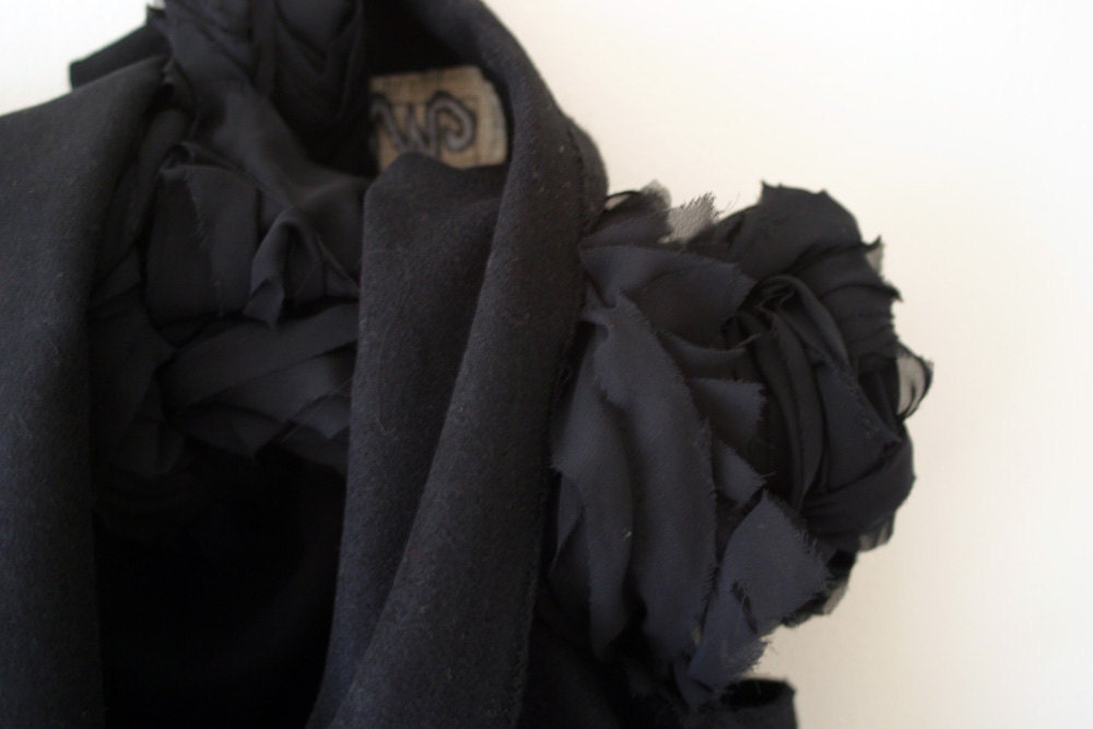 Black Wool Wrap/ Sleeveless Winter Soft Jacket by NervousWardrobe on Etsy