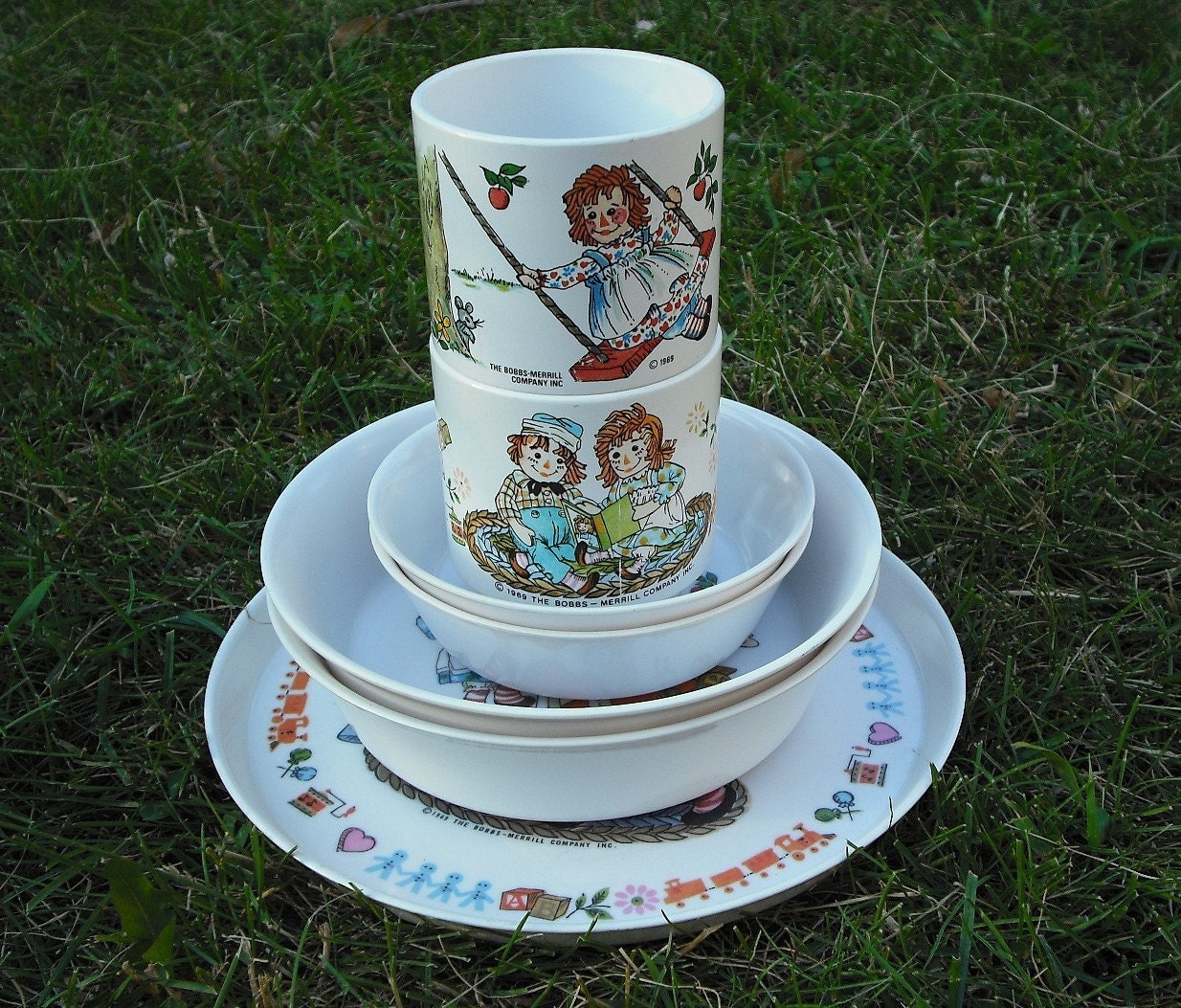 Vintage Raggety Ann and Andy Place Setting For Two