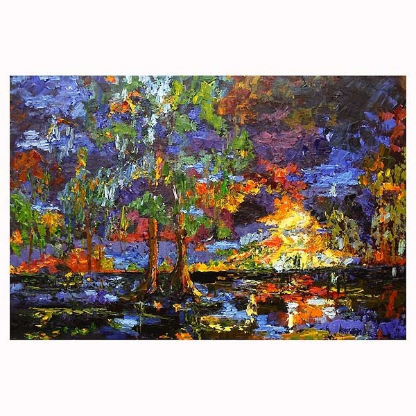 REDUCED was 1200 NOW... 600 - Okefenokee Sunset -  Oil Painting by Ginette Callaway