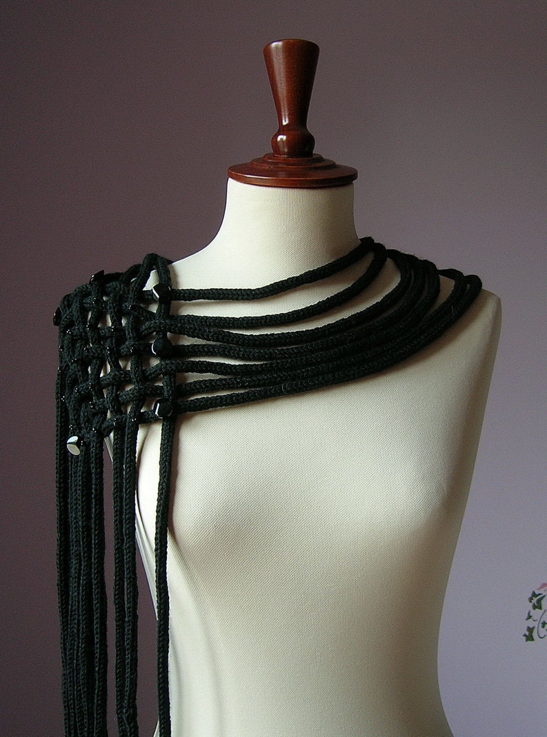 FILIGREE Knitting Beaded Necklace - Scarf