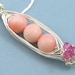 Pink Pea Pod with rose pink crystal Bouquet Necklace