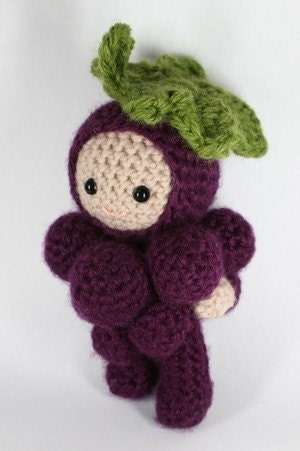 Crochet Pattern- Georgie, an amigurumi grapes boy doll