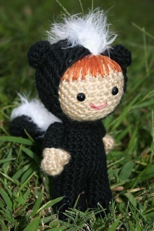 Crochet Pattern- Summer dressed as a skunk amigurumi doll