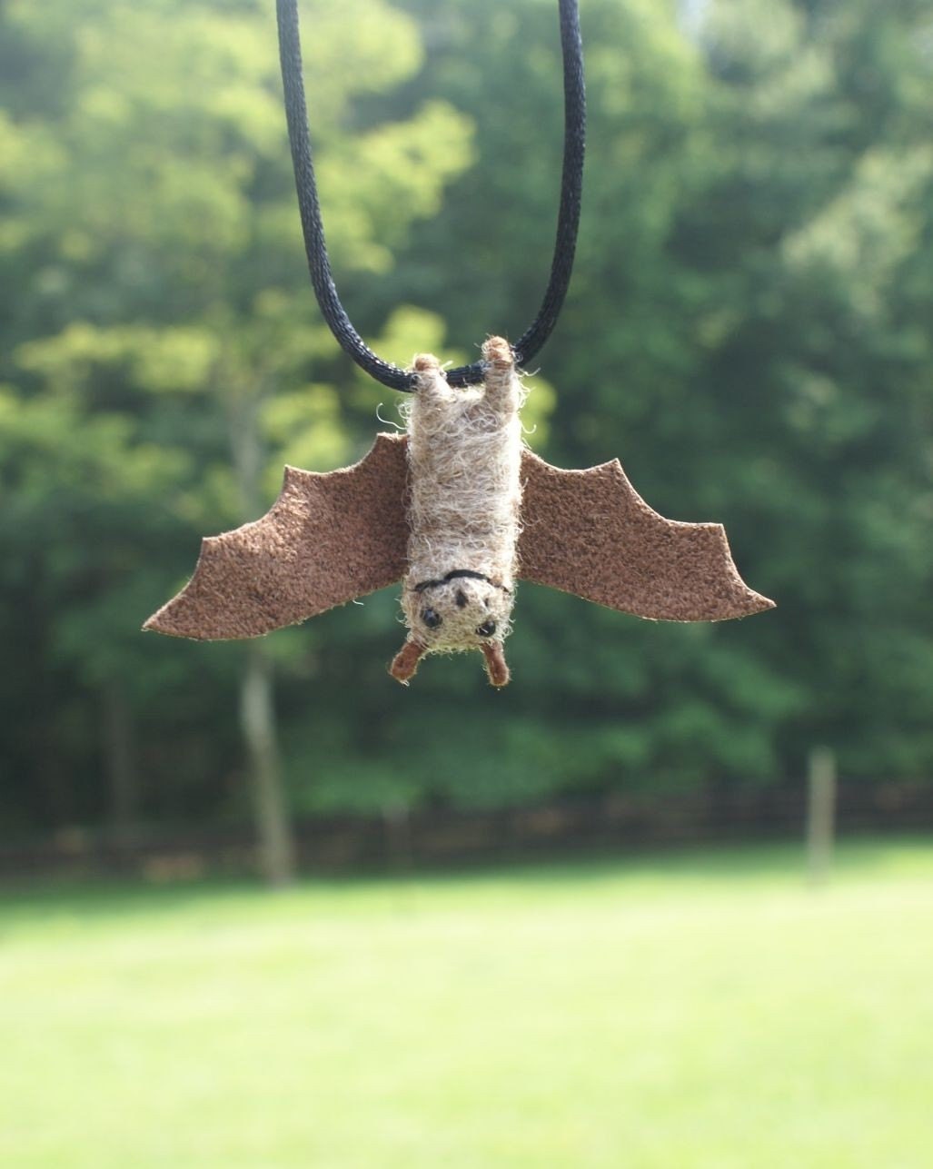 Tiny Bat Necklace - needle felted