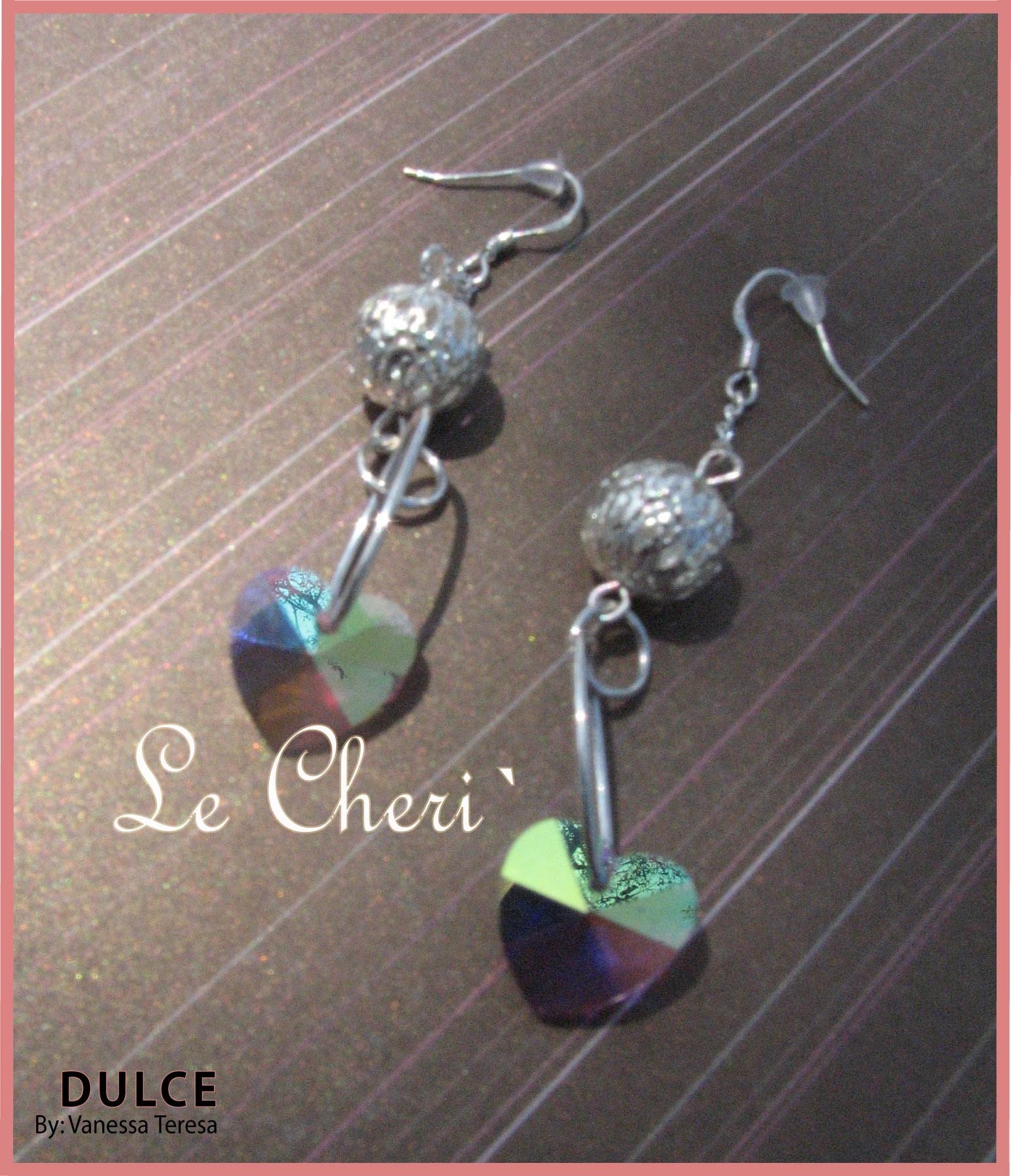 Le Cheri Dangle Glass Heart Earrings
