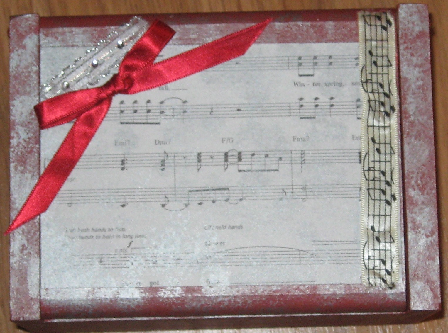 Red and Silver Music Themed Box