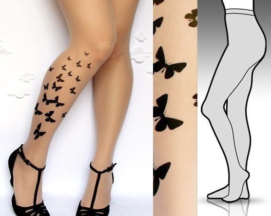 LARGE/EXTRA LARGE sexy BUTTERFLY tattoo tights / stockings full length 
