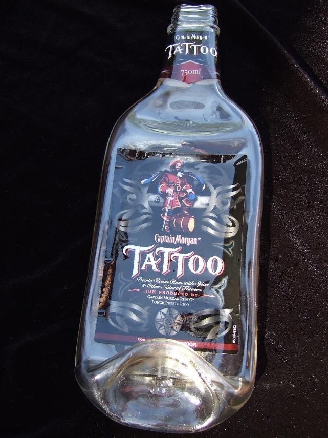 CAPTAIN MORGAN TATTOO Fused Melted Bottle Spoon Rest. From HeartJCreations
