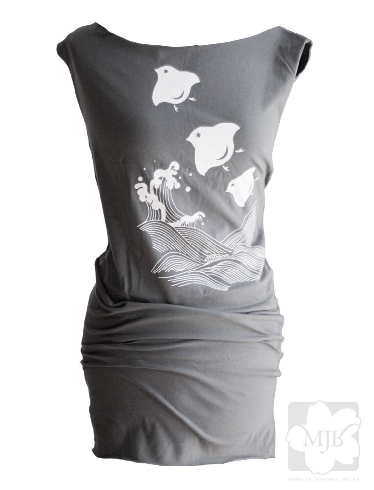 Asphalt Gray Starry-Eyed Chidori T-Shirt Dress - Size Small