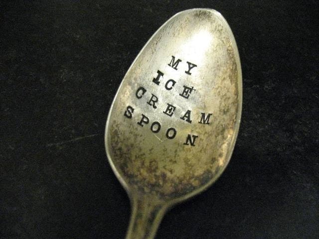 Vintage Silverware Ice Cream Spoon by WoodenHive on Etsy