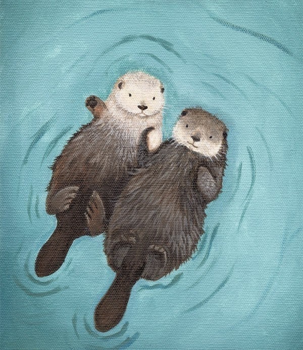cute holding hands quotes. Cute Otters Holding Hands art