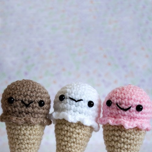 Amigurumi Kawaii Chocolate Brown Ice-Cream by CuteDesigns on Etsy