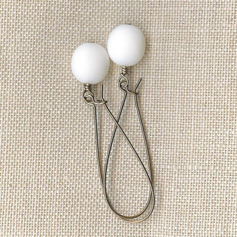 Simply White Vintage Lucite and Natural Brass Dangles