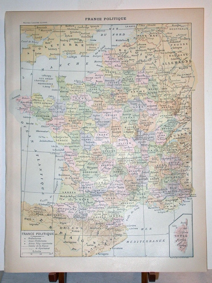 political maps of france. Antique Political Map of