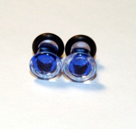 4g Light Blue glass EAR plugs BODY JEWELRY 5mm handmade new 4 gauge