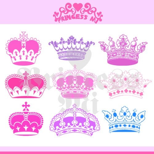 princess crown clipart. Princess Crown set graphic