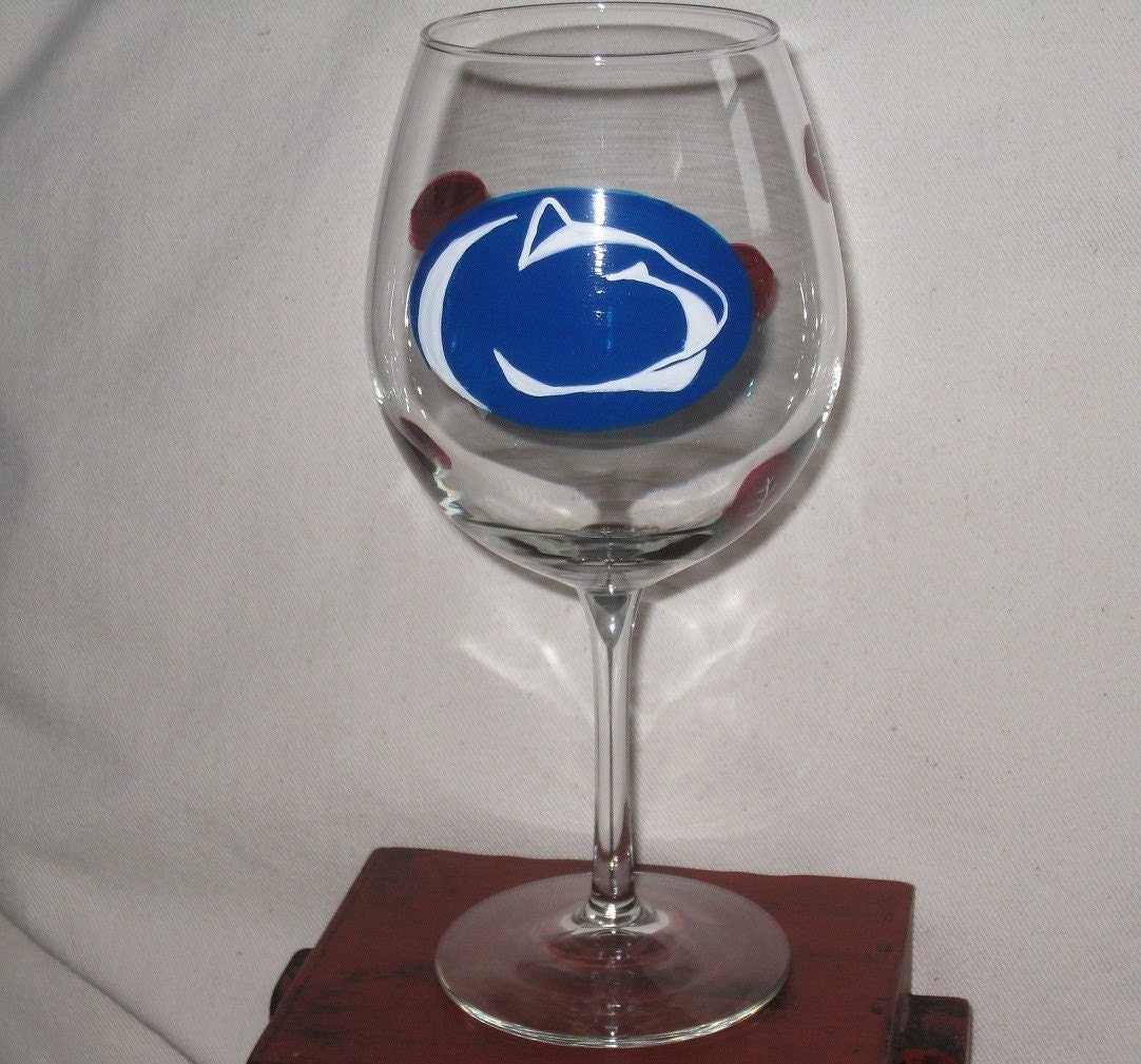 Penn State Hand Painted Wine Glass