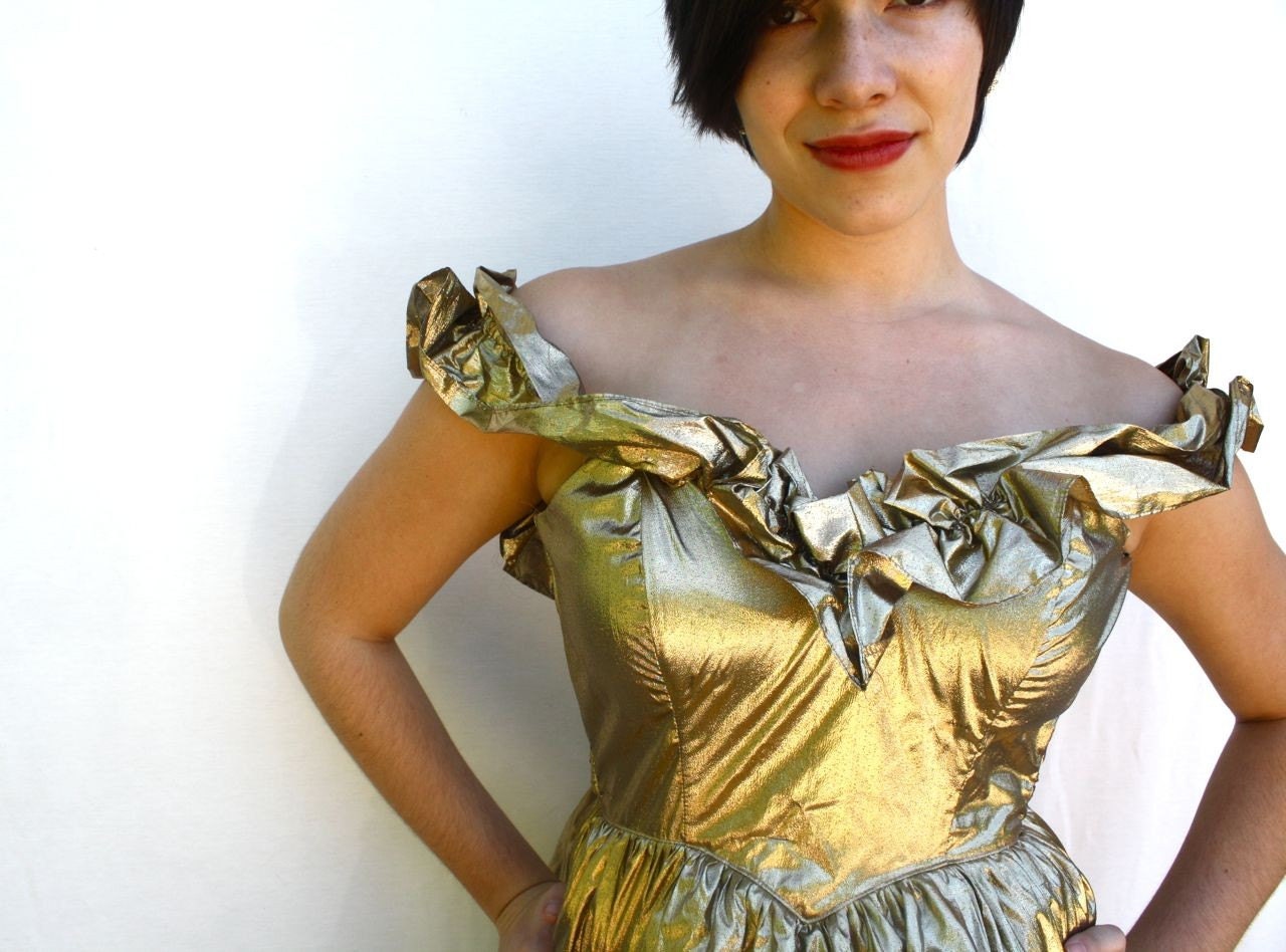 precious metals no. 4 - vintage gold lame gunne sax party dress