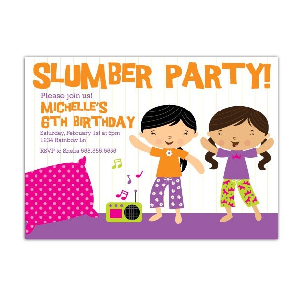 Slumber Party Custom Printable Invitation. From stockberrystudio