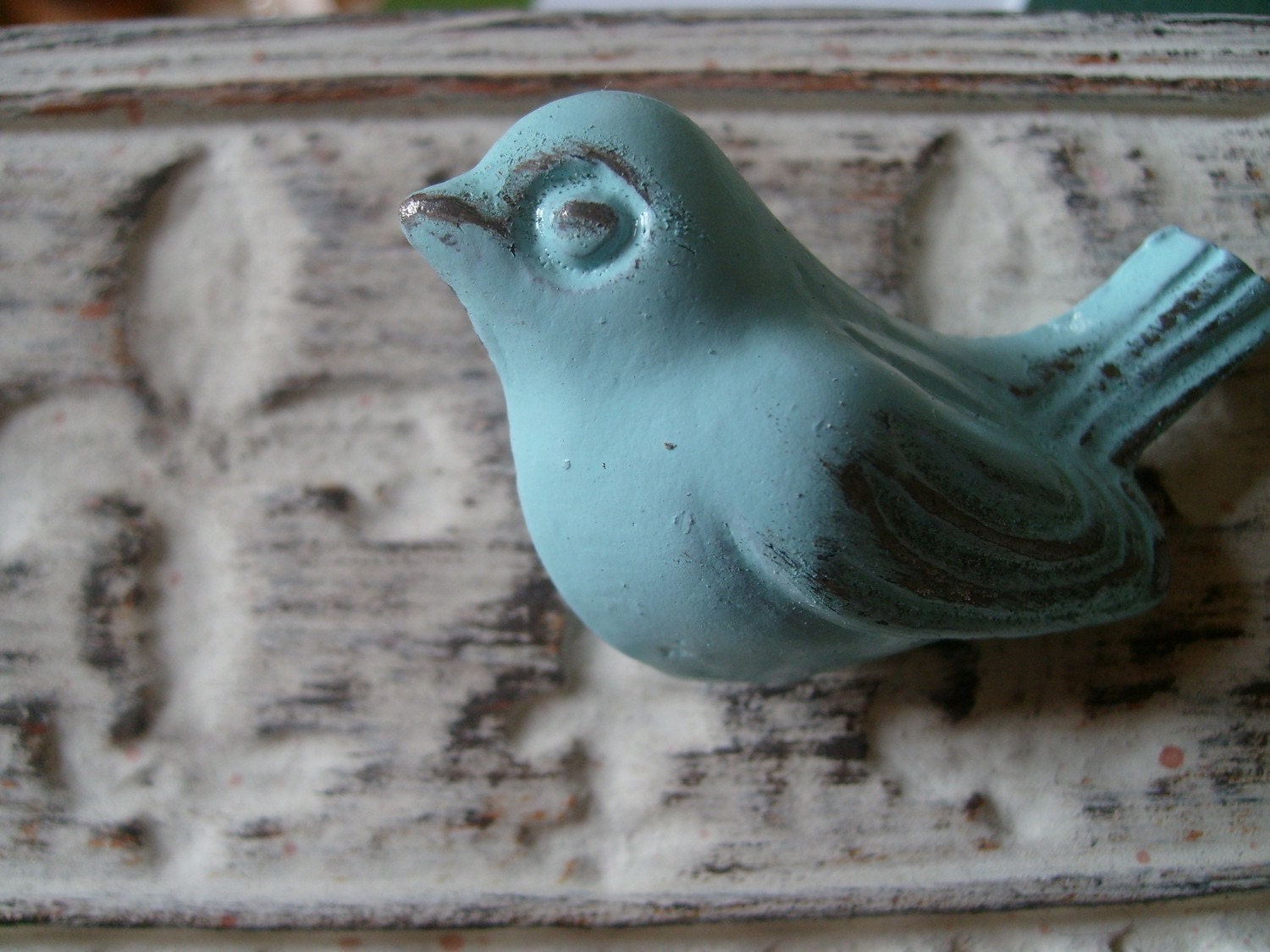bird cabinet knobs, drawer pulls, 4 bird knobs NEW COLOR Robin's egg blue