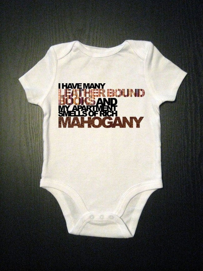 Leather and Mahogany, Anchorman, Funny, sayings, onesie, bodysuit, baby, 