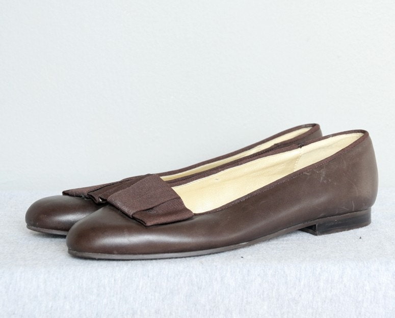 ballet flats with ribbon. Brown Ballet Flats With