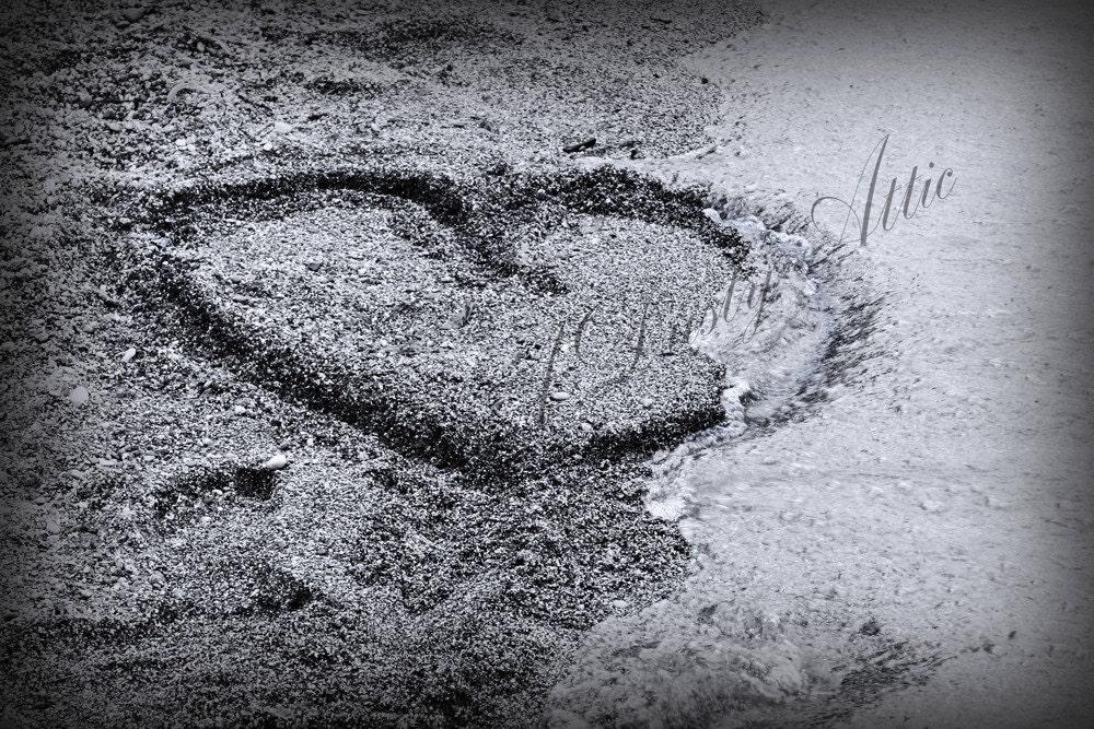 black and white heart photography. Love Heart Beach Photo Black