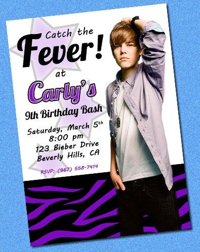 printable justin bieber birthday invitations. Printable Digital Justin Bieber Birthday Party Invitation. From khudd