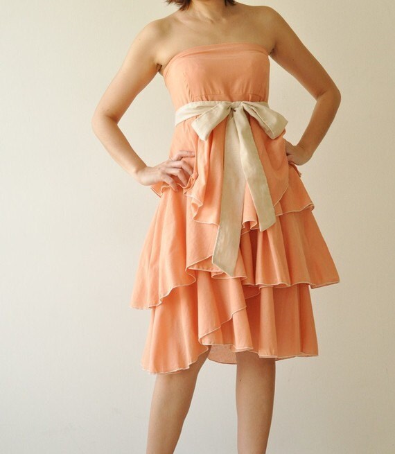 Waft ... Orange-Cream Cocktail Dress 2 Sizes Available