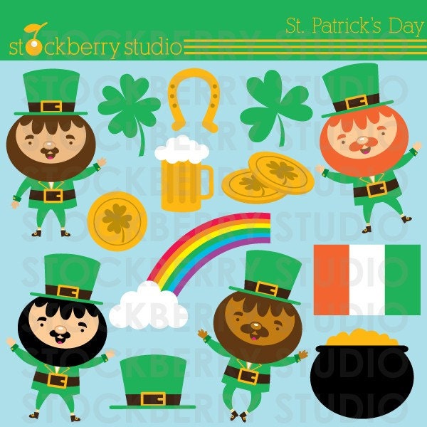 st patrick day clipart. St Patrick#39;s Day clipart set. Filled with a sorts of great clipart for St. Patrick#39;s Day leprechauns, clover, four leaf clover, hat, gold pot, rainbow,