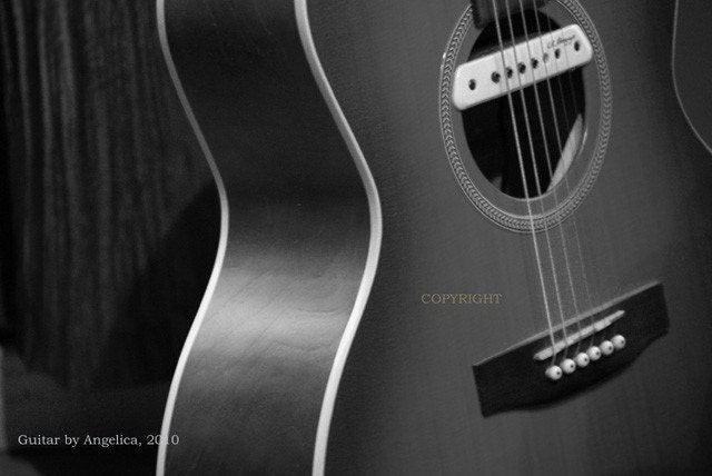 Black And White Guitar Photography. 5x7 Black and White Guitar