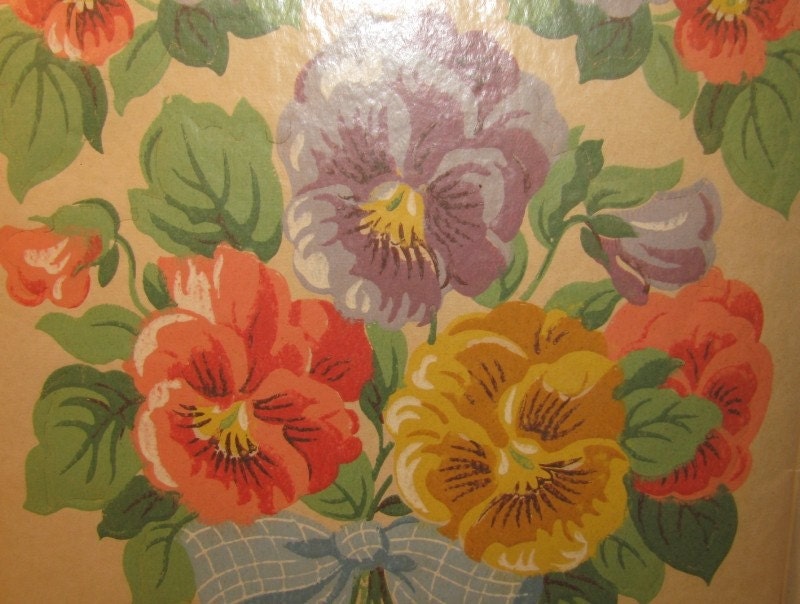 flower wallpaper vintage. Vintage NIP TRIMZ Pansy Flower