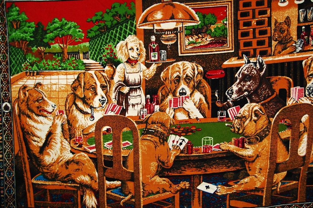 vintage dogs playing poker tapestry. From somegirlsvintage