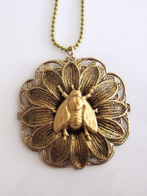 Bee with Flower Pendant