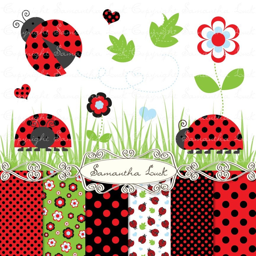 thank you flowers clip art. Ladybug Clip Art and Digital