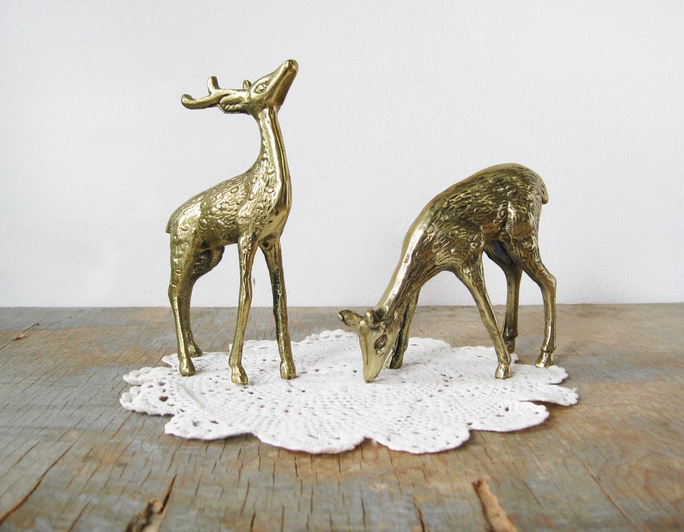 vintage brass deer figurines