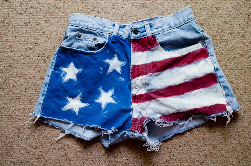 high waisted american flag shorts. American Flag Highwaisted Jean