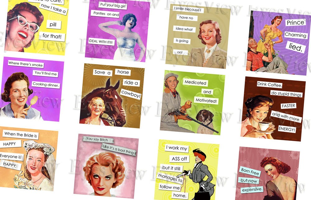 funny quotes collage. Collage sheet SASSY LADIES 1.5