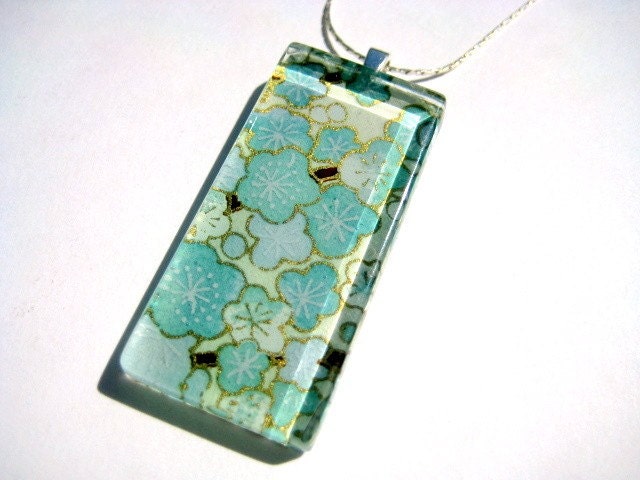 Popping Blossoms chiyogami necklace - $17