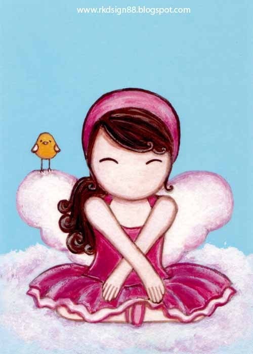 rkdsign88.blogspot.com etsy angel bird girl painting drawing art print cute whimsical reproduction acrylic personalized