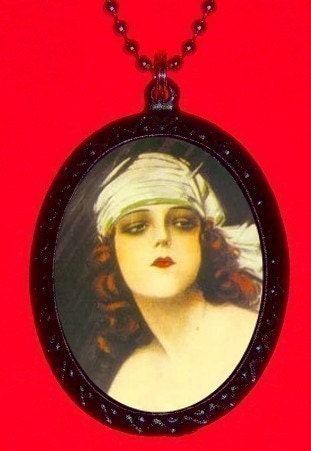 Pirate Gypsy Girl Tattoo Necklace DIy pendant Rockabilly Cute Pinup
