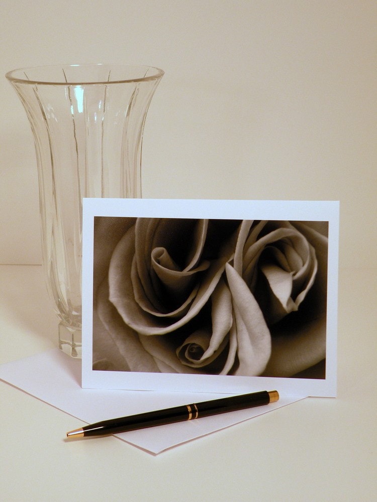 Rose Scrolls- Handmade Note Card 