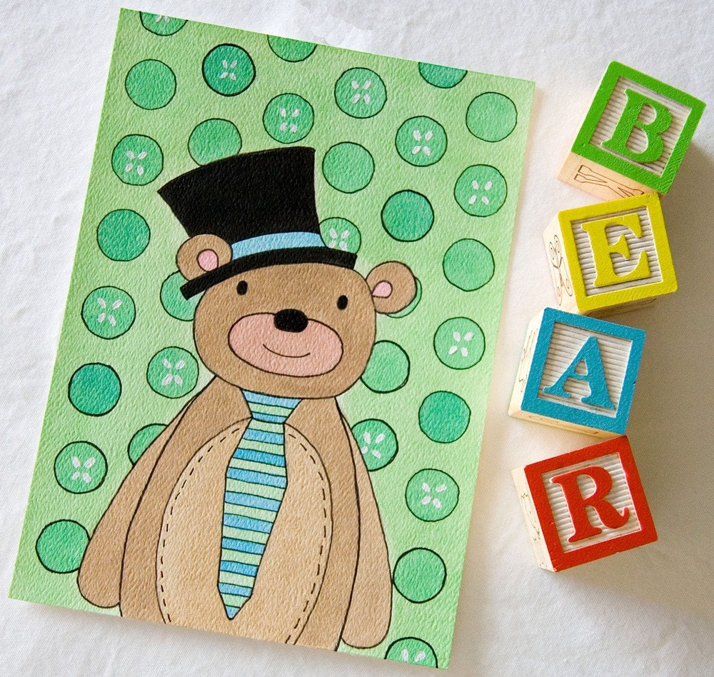 Bear Wearing Hat and Tie