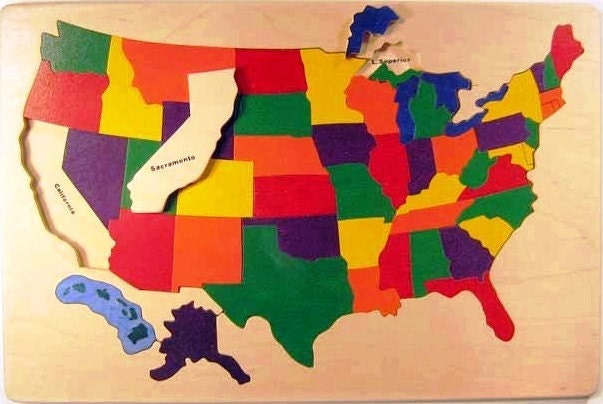 Wooden USA Map Puzzle with